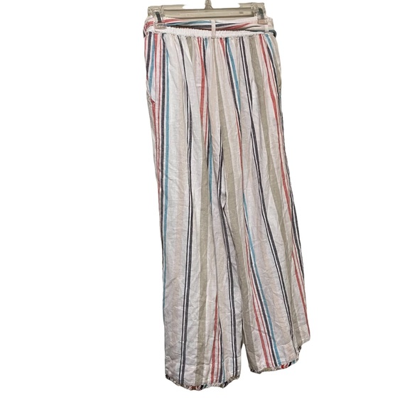 Cloth & Stone Cropped Striped Linen Blend Belted Wide Leg Pants - Picture 5 of 11